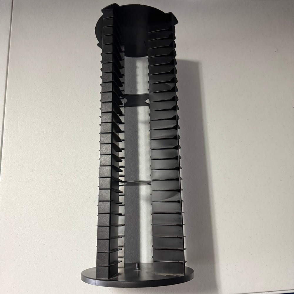 Fellowes Media Storage Tower Black Rotating 100 Cassette Tape Carousel Rack